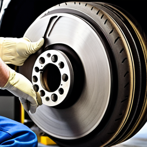 **

"Close-up of a mechanic meticulously inspecting a race car's brake system, emphasizing brake pads and rotors. Bright, focused lighting on the mechanical details. Include safety equipment like gloves and organized tools in the background. Conveying precision and importance of pre-race checks."

**
