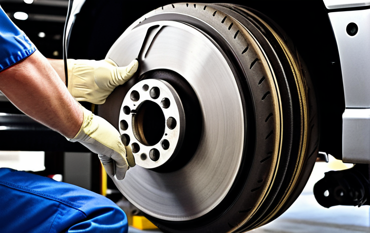 **

"Close-up of a mechanic meticulously inspecting a race car's brake system, emphasizing brake pads and rotors. Bright, focused lighting on the mechanical details. Include safety equipment like gloves and organized tools in the background. Conveying precision and importance of pre-race checks."

**