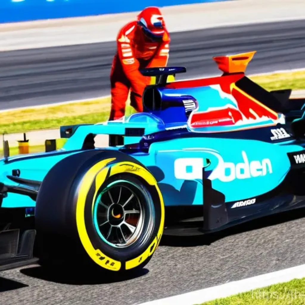 F1 팀간 전략 비교 - **Dynamic F1 Pit Stop: Precision Tire Change under Pressure.**
    A wide-angle, high-speed photogra...