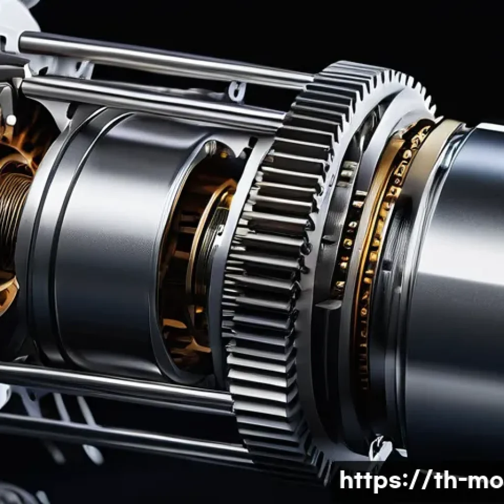 F1 머신의 기어박스 작동 원리 - A highly detailed close-up of a Formula 1 gearbox interior showcasing the advanced arrangement of ti...