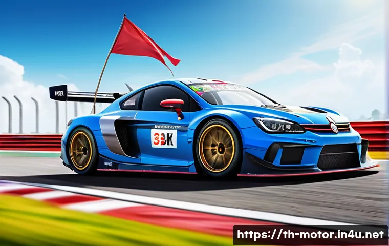 모터스포츠 용어 사전 - A high-energy motorsport race on a smooth racing circuit in Thailand, showcasing modern race cars wi...