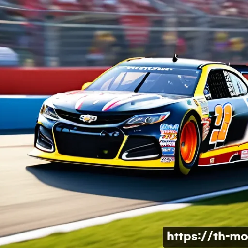 NASCAR 드라이버 분석 - A dynamic NASCAR racing scene focusing on a professional driver skillfully navigating a sharp curve ...