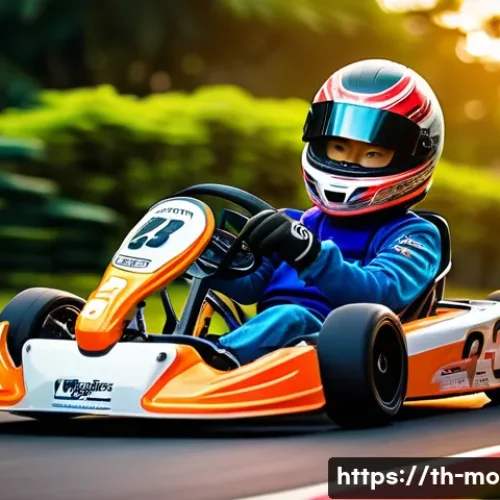 인디카 레이싱 스타 - A young Asian go-kart racer training intensely on a small outdoor karting track near a traditional T...